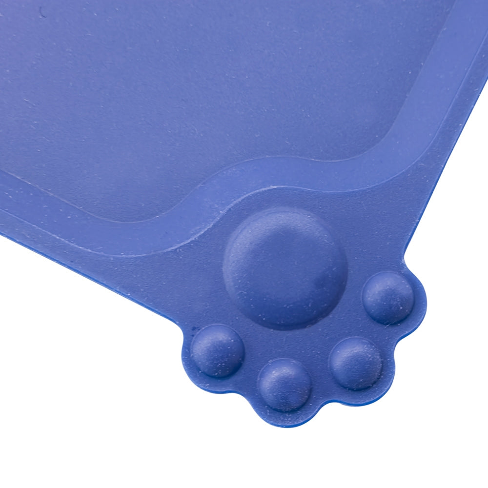 Silicone Pet Bowl Mat Canto - Non-Slip with Raised Edge for Dogs & Cats | Blue 47x30cm
