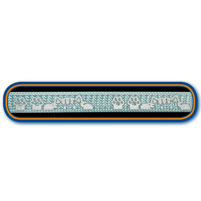 Textured bar with paw prints and text on a white background