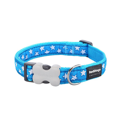 Red Dingo Stars Dog Collar - White Stars Pattern | S, M, L Sizes
