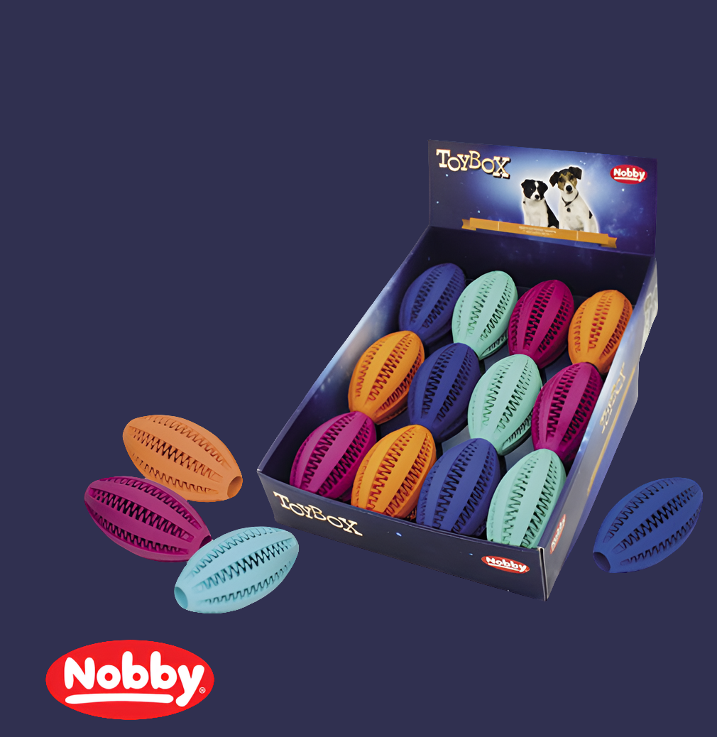 Rubber Rugby "DENTAL LINE" 11x6cm - Mint Flavored Dog Dental Toy