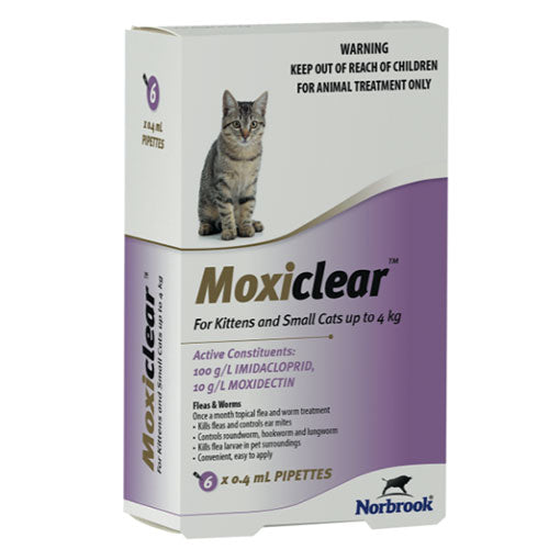 Moxiclear Flea & Worm Treatment for Kittens & Small Cats Under 4kg - 3 Pack