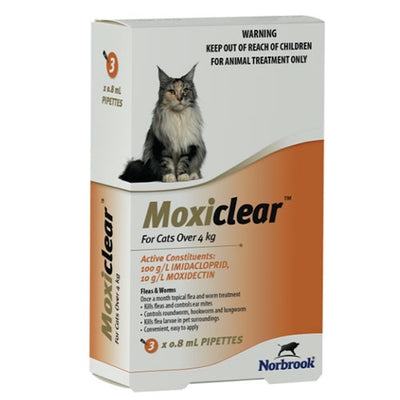 Moxiclear Flea & Worm Treatment for Cats Over 4kg - 3 Pack
