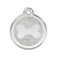 Silver pendant with a circular design on a white background