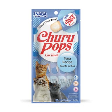Package of Churu Pops cat treats with INABA branding on a white background