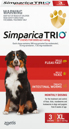 Simparica Trio Chewable for Dogs 40.1-60kg - 3 Pack