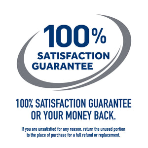 100% satisfaction guarantee logo with text on a white background