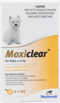 Moxiclear Flea & Worm Treatment for Dogs 4-10kg - 3 Pack