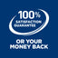 100% satisfaction guarantee or your money back on a blue background