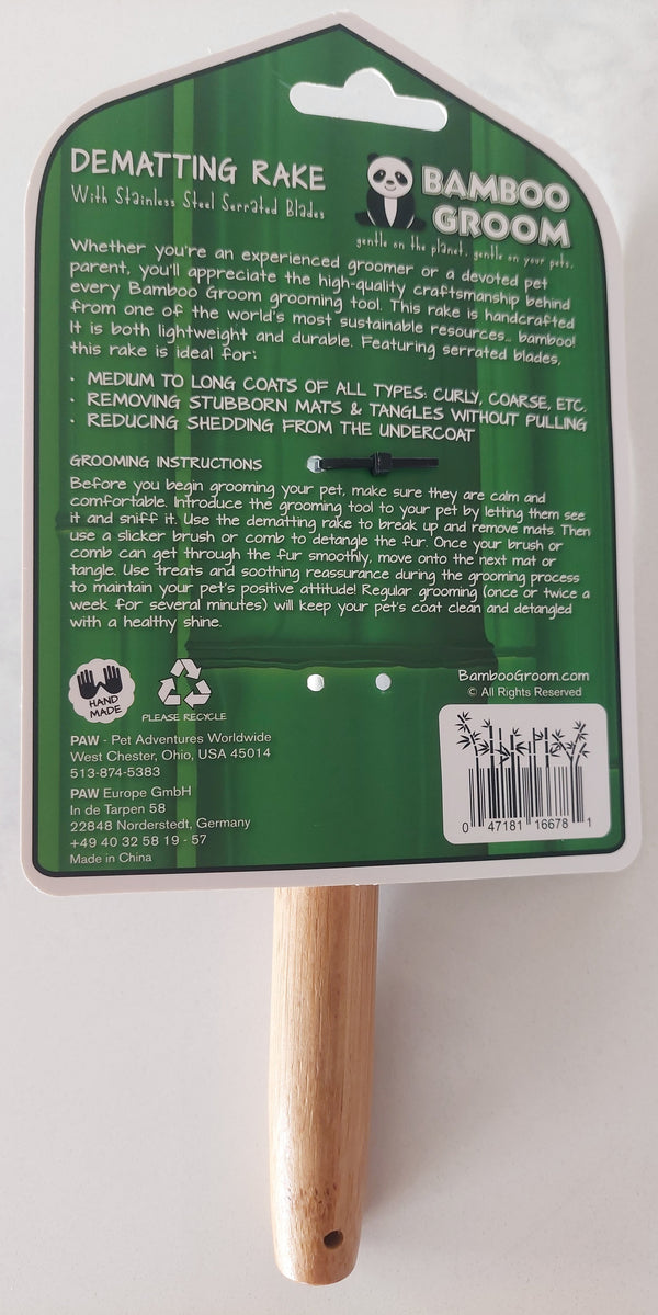 bamboo grooming dematting Rake