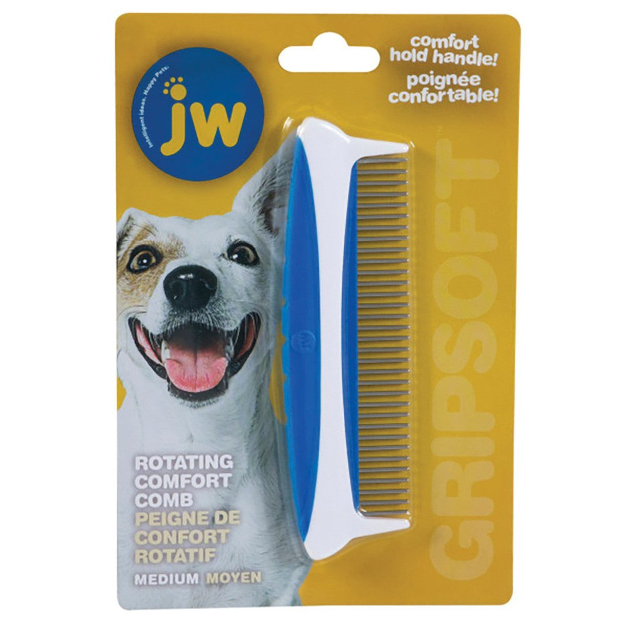 JW Comfort Comb Soft Grip Blue/White Dog Grooming