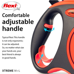 Flexi Xtreme Dog Leash 5m Size M - Heavy-Duty Retractable Leash for Dogs up to 35kg