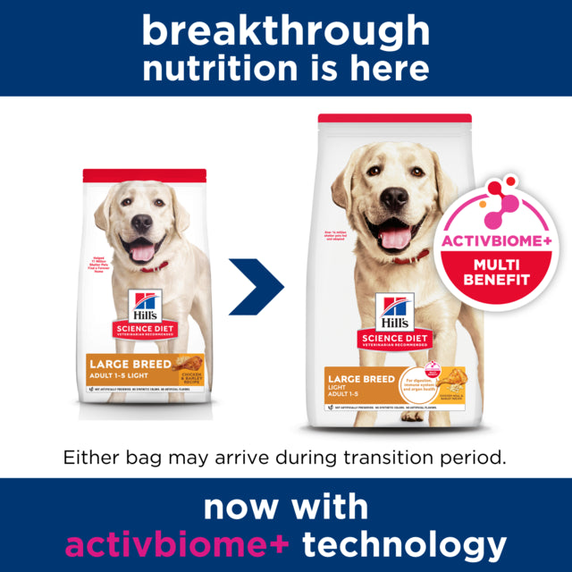 Bag of Hills Science Diet dog food for large breeds on a white background