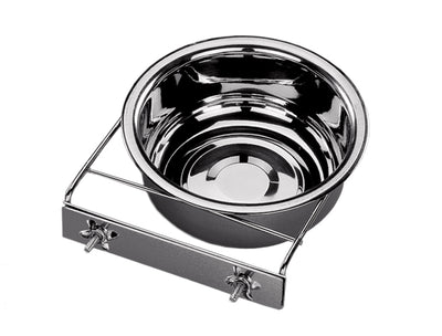 Stainless Steel Bowl with Holder 2L - Screw Mount for Crate & Travel