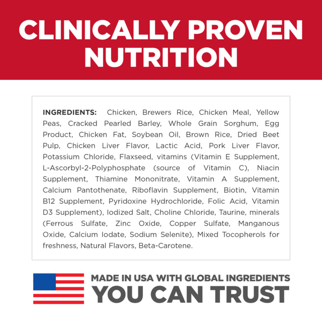 Nutritional label with ingredients list and branding on a red and white background
