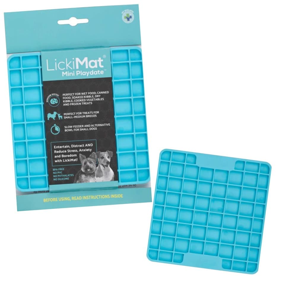 LickiMat Mini Playdate - Small Slow Feeder Licking Mat for Dogs & Cats | Turquoise