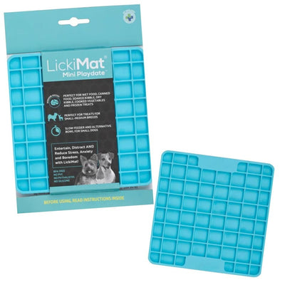 LickiMat Mini Playdate - Small Slow Feeder Licking Mat for Dogs & Cats | Turquoise