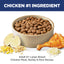 Bowl of Hills dog food with chicken, barley, and rice ingredients on a white background