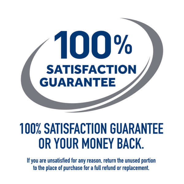 100% satisfaction guarantee logo with text on a white background