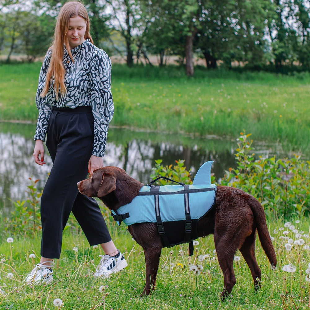 buoyancy aid "Sharki Blue & Pink Nobby - dog with owner 