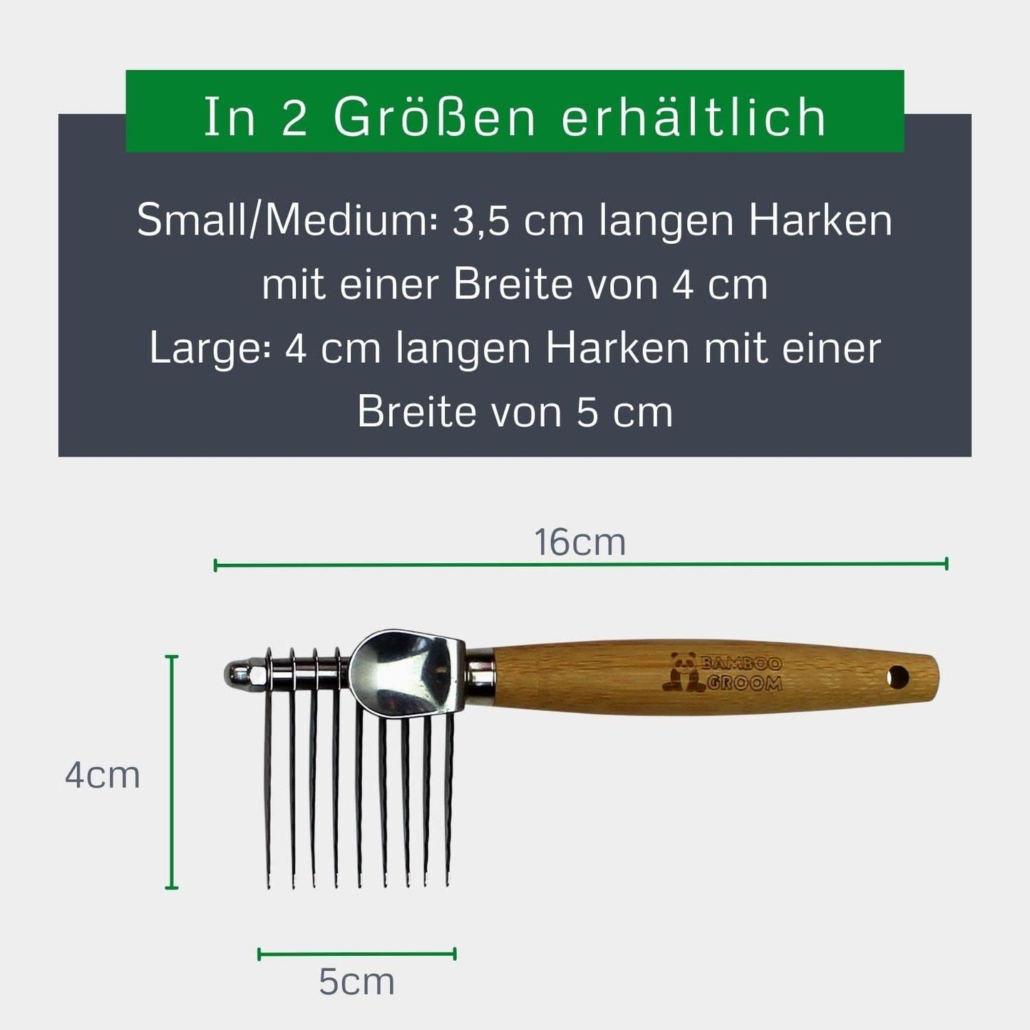 Bamboo Groom Dematting Rake with Stainless steel serrated Blades