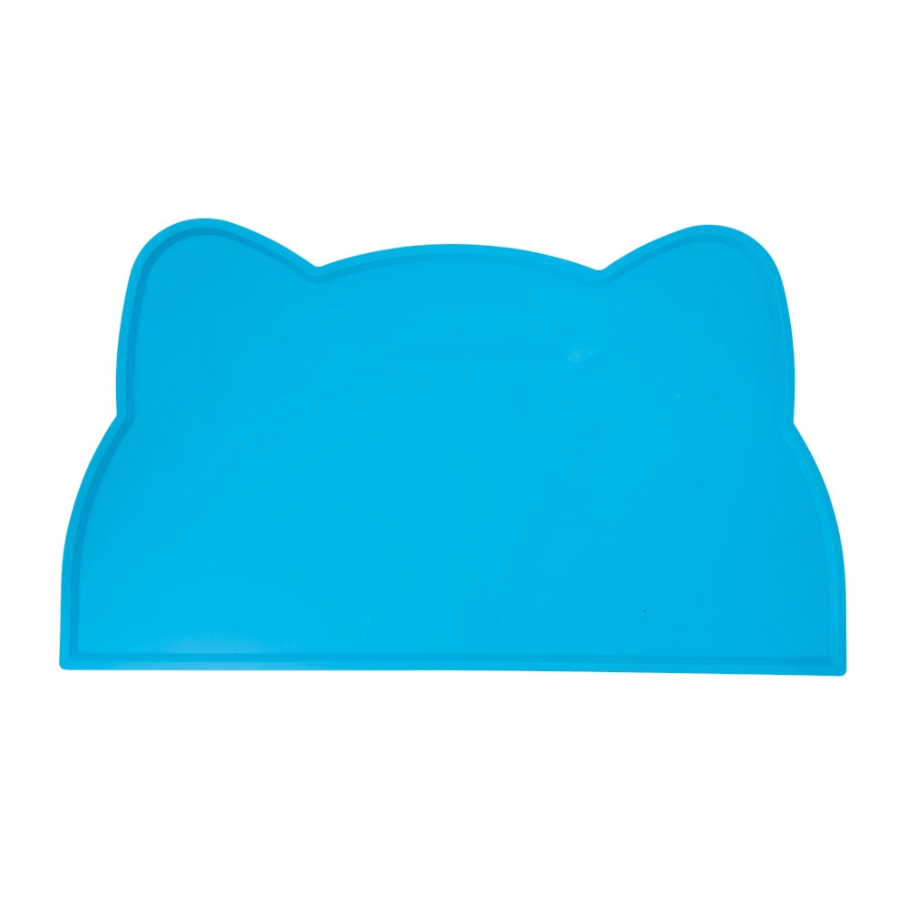 Silicone Pet Bowl Mat Gato - Non-Slip with Raised Edge for Cats & Dogs | Light Blue 44x25cm