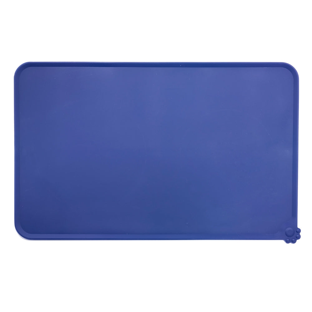 Silicone Pet Bowl Mat Canto - Non-Slip with Raised Edge for Dogs & Cats | Blue 47x30cm