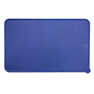 Silicone Pet Bowl Mat Canto - Non-Slip with Raised Edge for Dogs & Cats | Blue 47x30cm