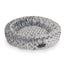 Gray pet bed with a textured surface on a white background