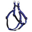 Blue and black dog harness on a white background