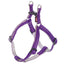 Purple and gray dog harness on a white background
