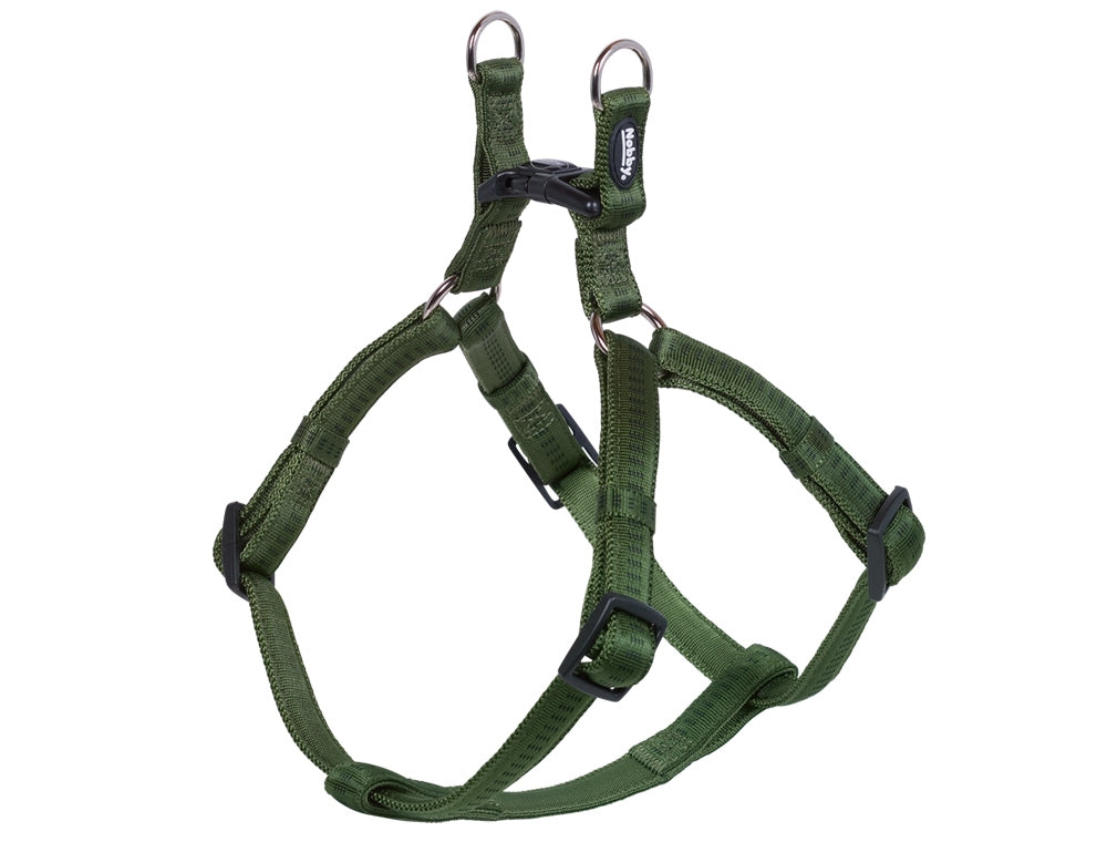 Wood Green dog harness on a white background