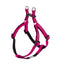 Pink /Raspberry and black dog harness on a white background