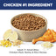 Bowl of Hills dog food with chicken, barley, and rice ingredients on a white background