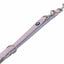 lillac and gray dog leash with metal clips on a white background