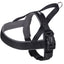 Black and gray dog harness on a white background