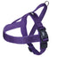 Purple dog harness on a white background