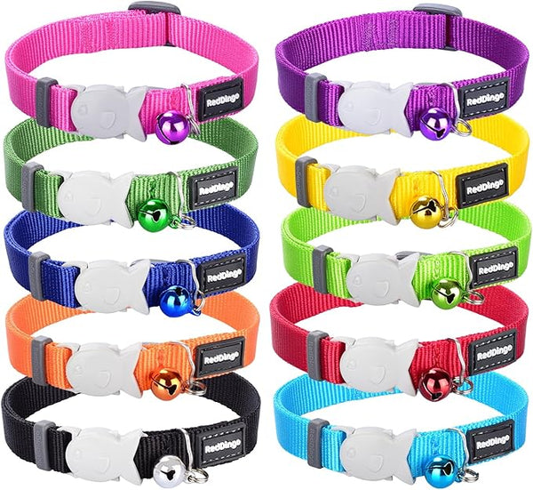 RedDingo Safety Cat Collar - Fish Pattern with Break-Away Clip | Reflective