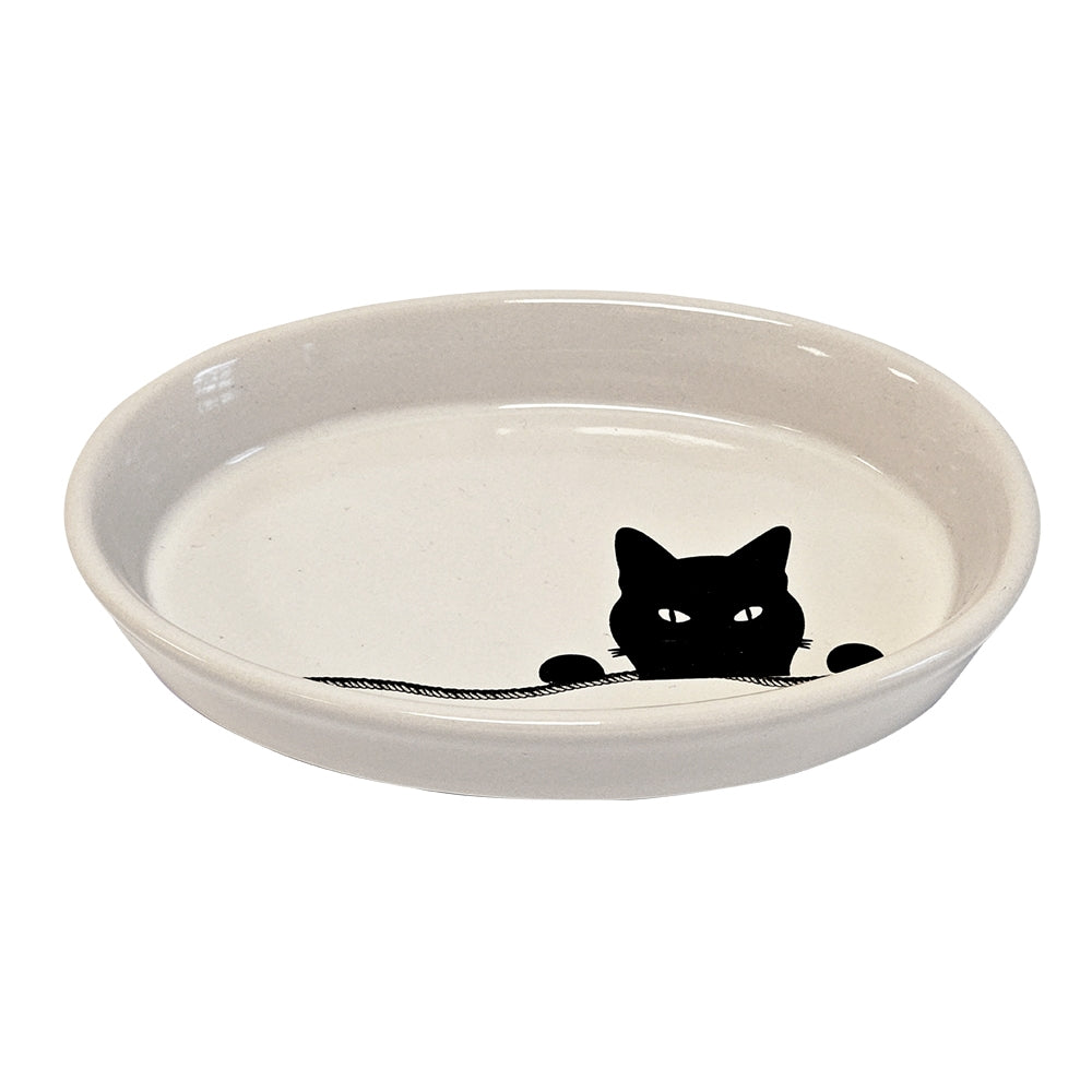 Ceramic Cat Bowl "WILSON" 120ml - Whisker-Friendly Flat Design | 3 Colors