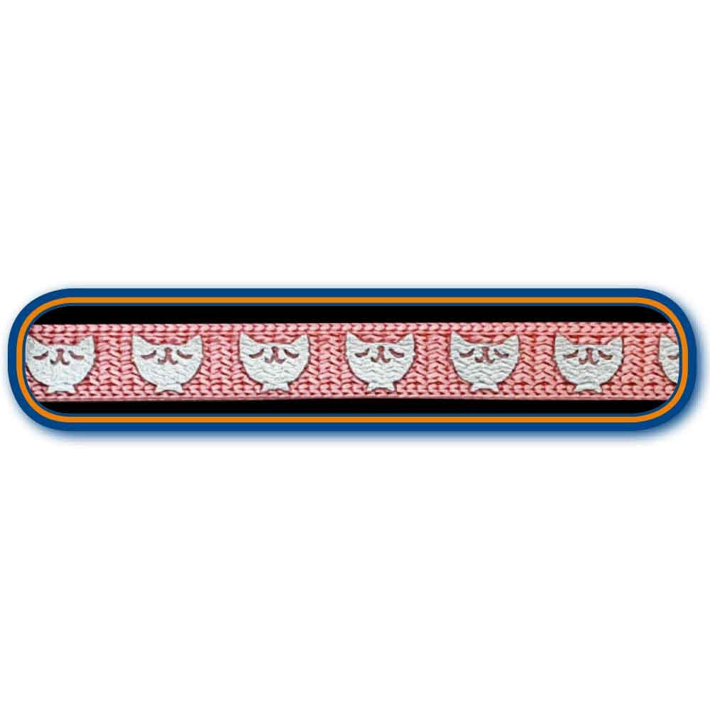 Decorative ribbon with a pattern of white shapes on a pink background