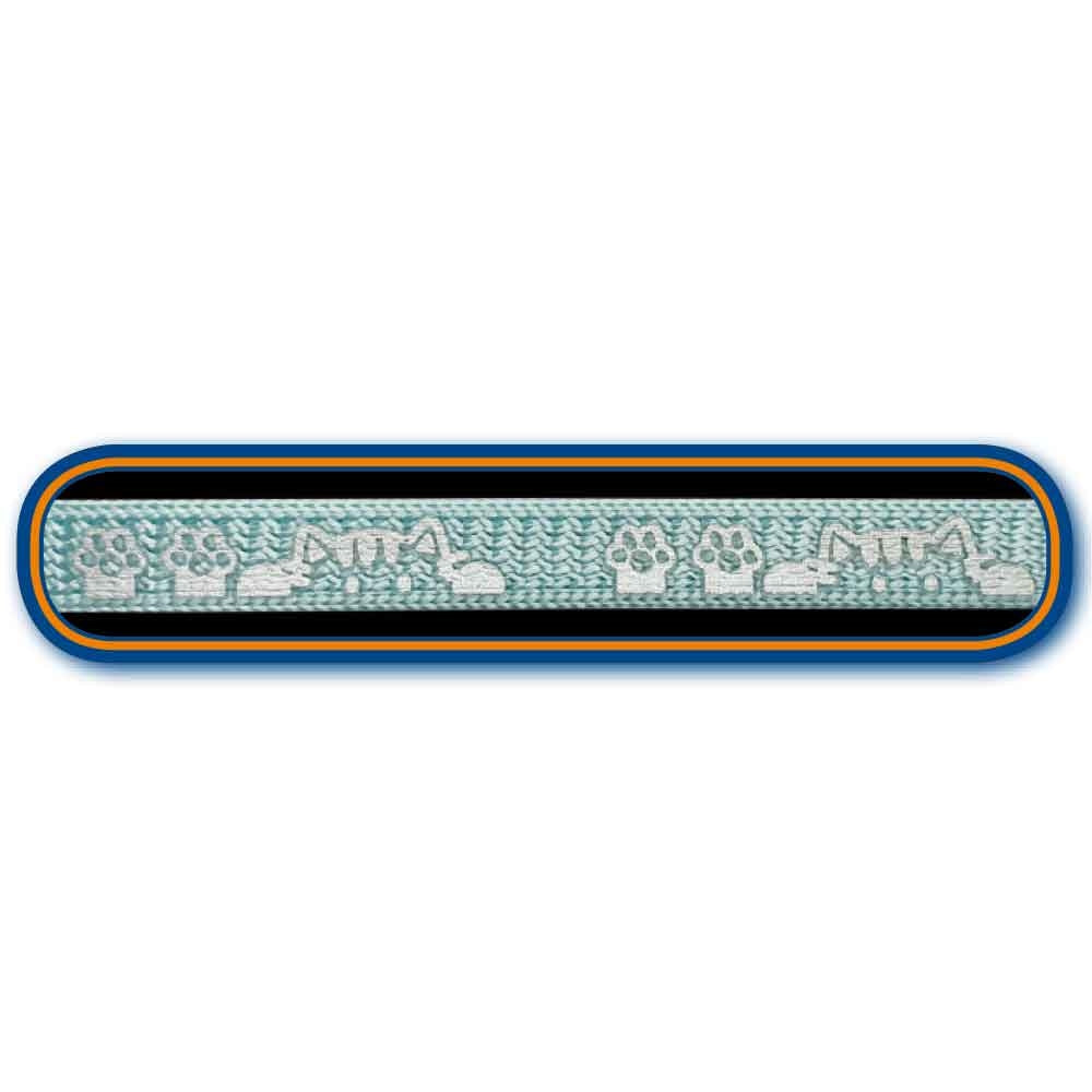 Textured bar with paw prints and text on a white background