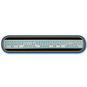 Textured bar with paw prints and text on a white background