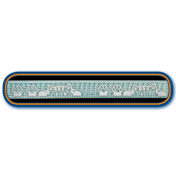 Textured bar with paw prints and text on a white background