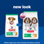 Two packages of Hill's Science Diet Puppy food with a blue background and text indicating a 'new look'.