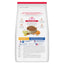 Dog food package with nutritional information on a white background