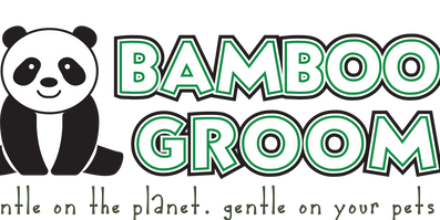 Logo of Bamboo Groom with a panda bear and brand tagline on a white background