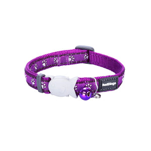 Red Dingo safety cat Collar With Break-Away Clip Design Paws Purple