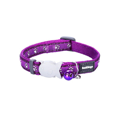 Red Dingo safety cat Collar With Break-Away Clip Design Paws Purple