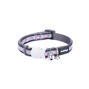 Red Dingo safety cat Collar With Break-Away Clip Design Flamingo Cool Grey