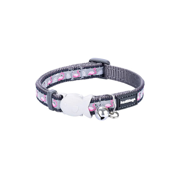 Red Dingo safety cat Collar With Break-Away Clip Design Flamingo Cool Grey