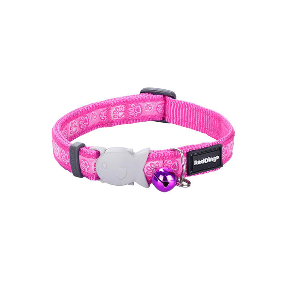 Red Dingo safety cat Collar With Break-Away Clip Design Paw Impressions